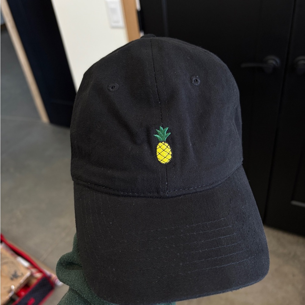Black Cap with Pineapple Embroidery